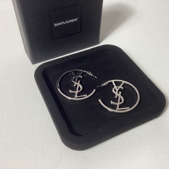 YSL Silver Hoop Earrings - Picture 1 of 2